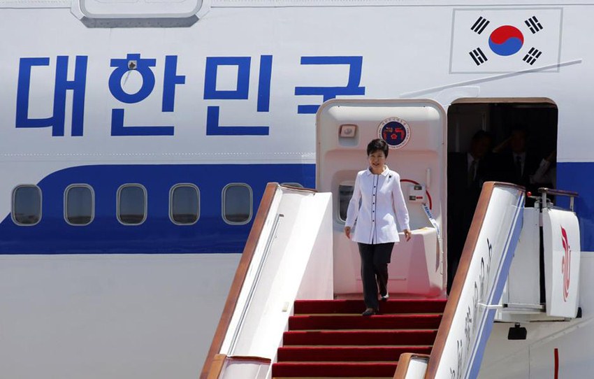[포토]한국 대통령 박근혜 북경 도착