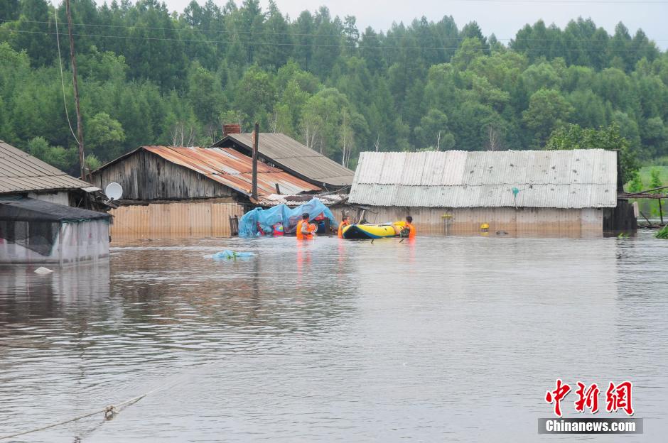흑룡강 의춘 홍수재해 발생, 가옥 물에 잠겨