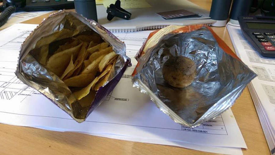영국남자, 구매한 감자칩봉지에서 통감자 발견