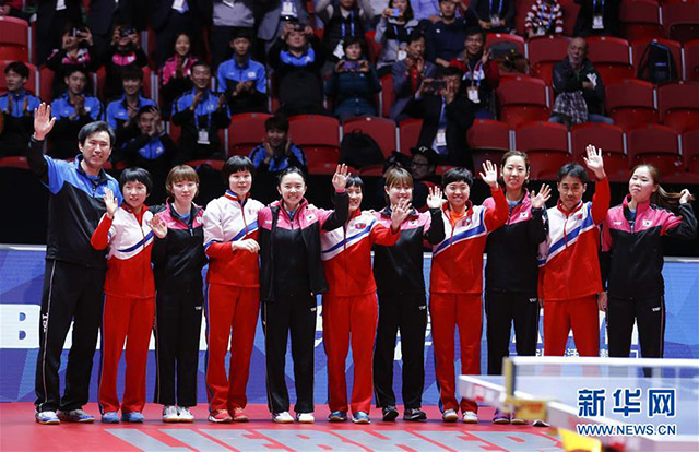 조선-한국 녀자탁구팀, 단일팀 구성해 세계탁구선수권대회 남은 경기 참가